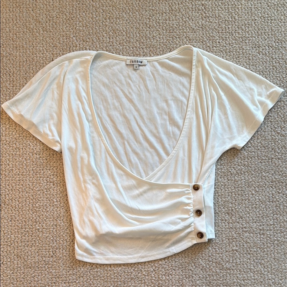 Farrow - Off White Crop Wrap Button Too